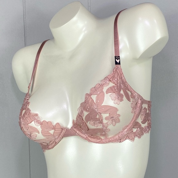 Victoria’s Secret Embroidered Pink Unlined Plunge Bra - Picture 1 of 4